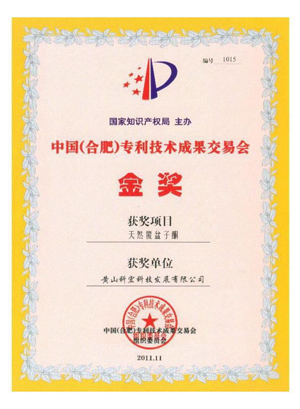 中國(guó)專利技術(shù)成果交易會(huì)組織委員會(huì)  金獎(jiǎng)